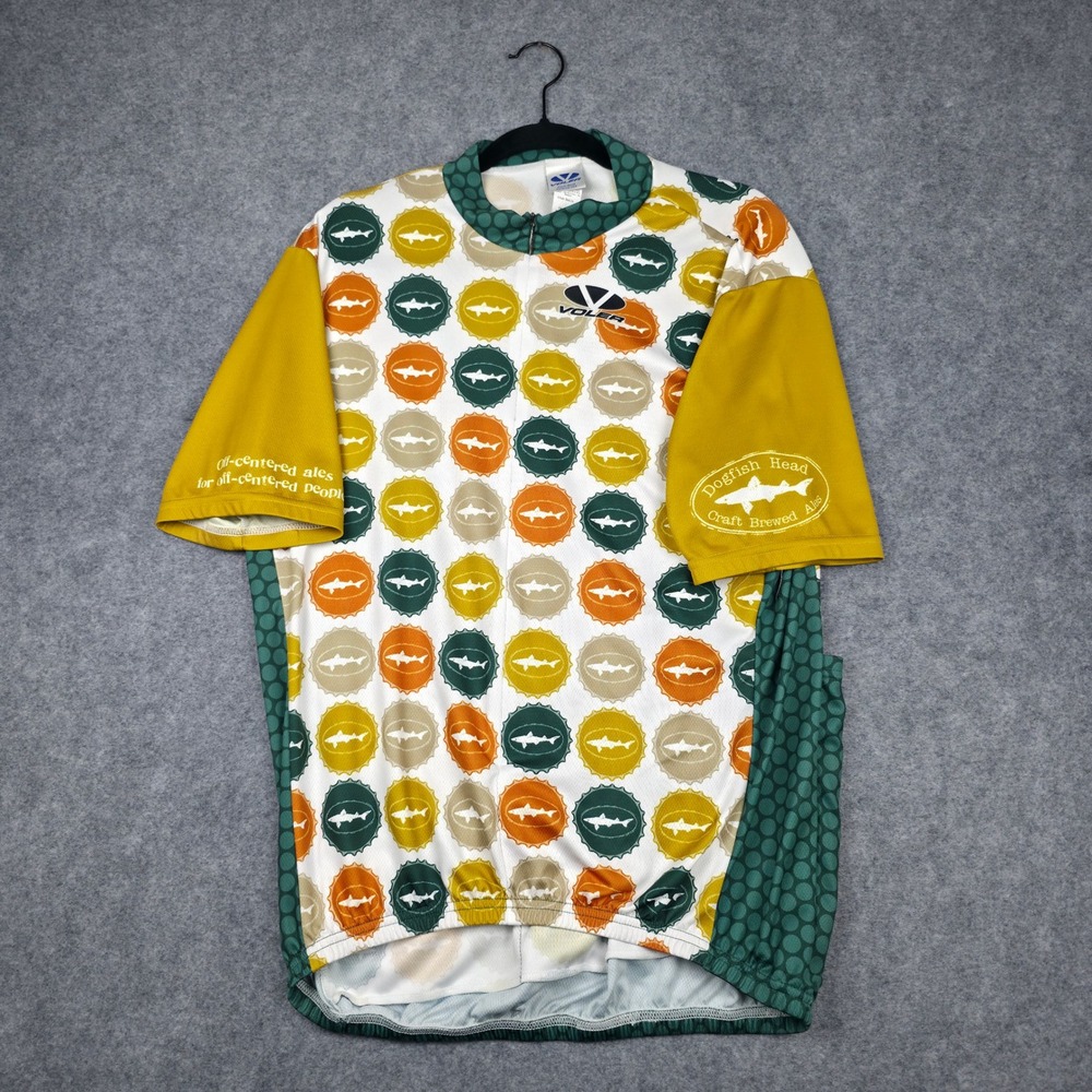 Voler Dogfish Head Craft Brewed Ales Cycling Jersey Mens 2XL Green Yellow Beer